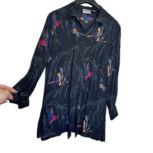Vintage Chicos Design 100% Silk Butterfly Button Up size 0